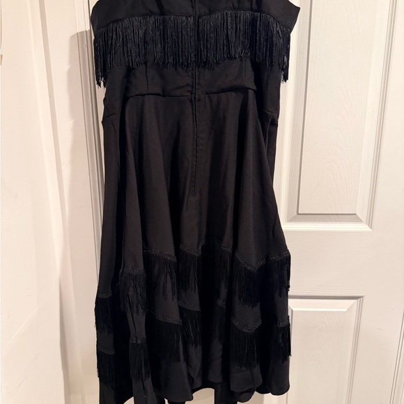Unique Vintage Elegant Fringe Black Dress - Picture 7 of 7